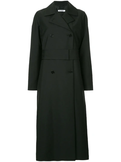 Shop Jil Sander Long Double-breasted Coat In Black