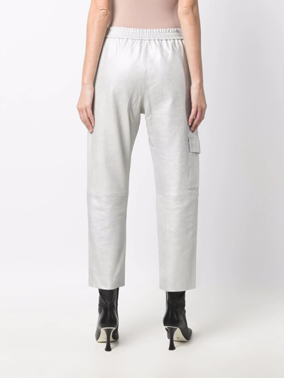 Shop Drome High-shine Cargo Trousers In Grey