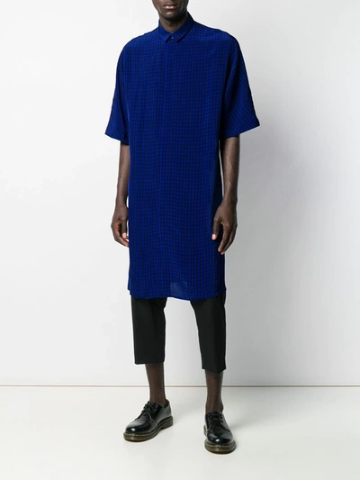 Shop Haider Ackermann Gingham-check Long Shirt In Blue