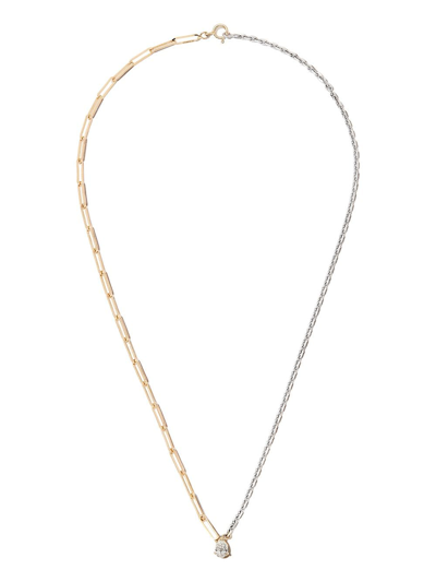 Yvonne Léon 18k White And Yellow Gold Mixed Chain Diamond Necklace In Gold