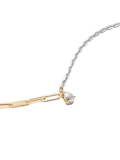 Yvonne Léon 18k White And Yellow Gold Mixed Chain Diamond Necklace In Gold