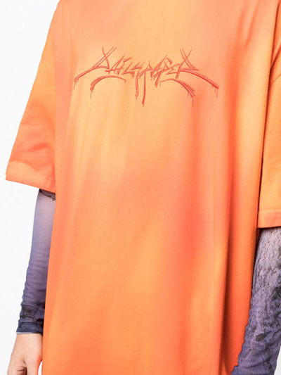 Shop Daily Paper Logo-embroidered Cotton T-shirt In Orange