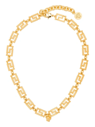 Shop Versace Greca Medusa Detail Necklace In Gold