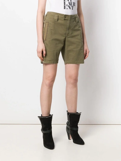 Shop Saint Laurent Embroidered Detail Shorts In Green