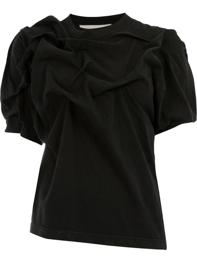 Shop Aganovich Asymmetric Ruched T-shirt In Black