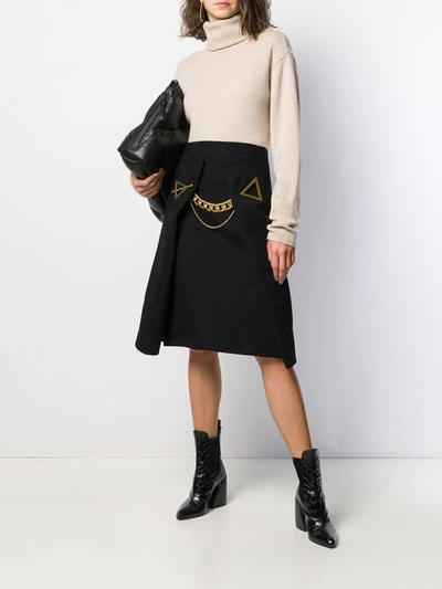 Shop Bottega Veneta A-line Chain Detail Skirt In Black