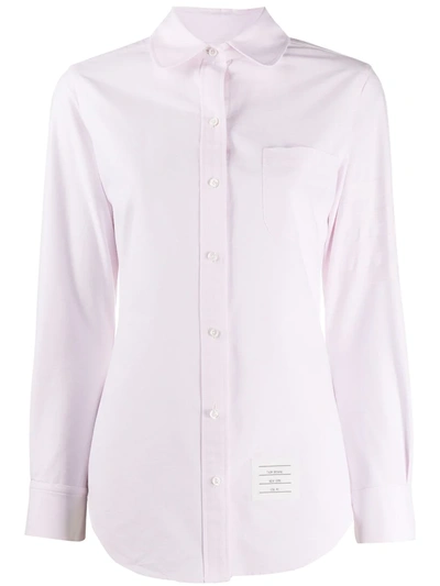 Shop Thom Browne 4-bar Round Collar Oxford Shirt In Pink