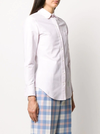 Thom Browne Embroidered Round Collar Button Down Shirt In Pink