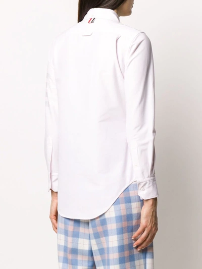 Thom Browne Embroidered Round Collar Button Down Shirt In Pink