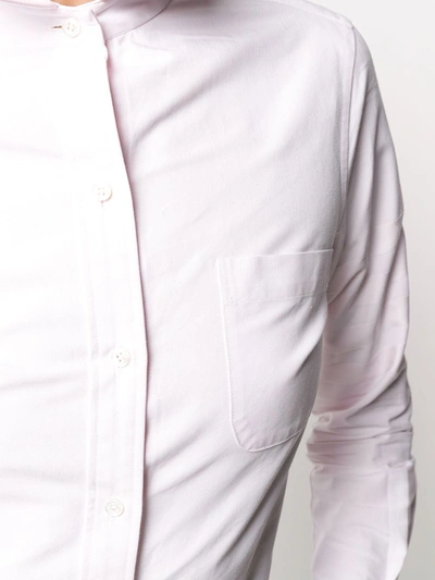 Thom Browne Embroidered Round Collar Button Down Shirt In Pink