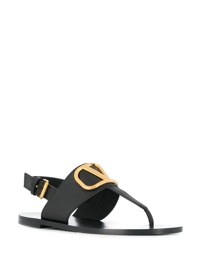 Shop Valentino Vlogo Thong-strap Sandals In Black