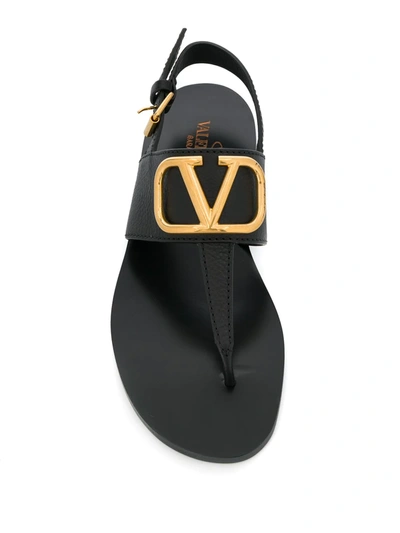 Shop Valentino Vlogo Thong-strap Sandals In Black