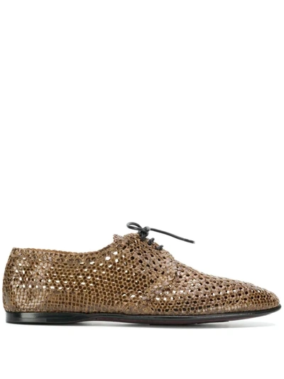Shop Dolce & Gabbana Woven Derby Shoes In Brown