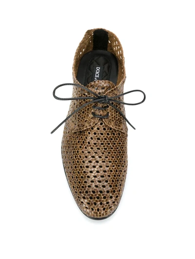Shop Dolce & Gabbana Woven Derby Shoes In Brown