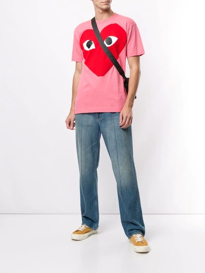 Shop Comme Des Garçons Play Oversized Heart Print T-shirt In Pink