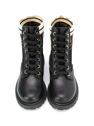 Shop Fendi Ff Lace-up Boots In Black