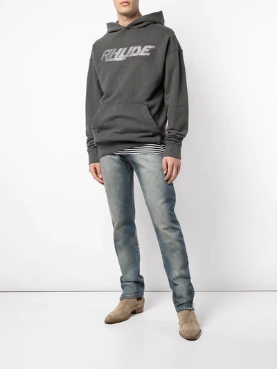 Shop Rhude Stonewashed Bootcut Jeans In Blue