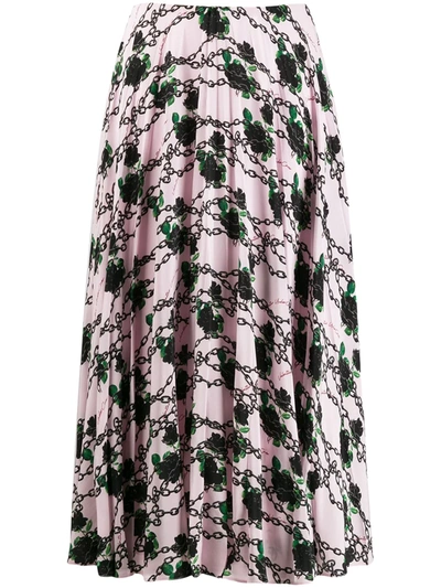Shop Valentino X Undercover Silk Pleated Skirt In Pink