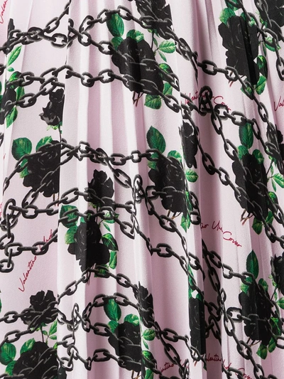 Valentino + Undercover Pleated Printed Silk Crepe De Chine Midi Skirt In Pink