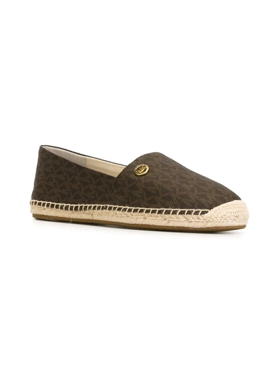 Shop Michael Michael Kors Logo Print 'kendrick' Espadrilles In Brown