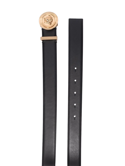 Versace Medusa Biggie Leather Belt In Black