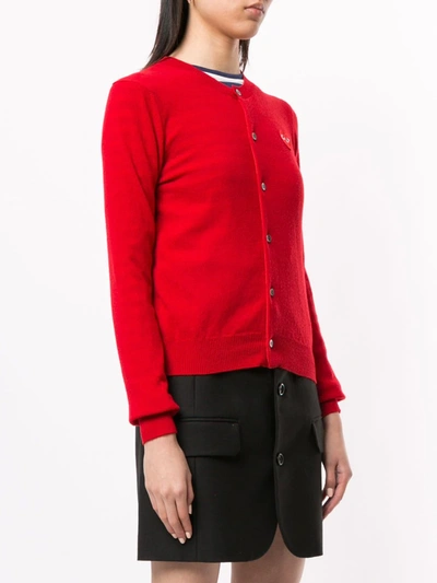 Shop Comme Des Garçons Play Logo Embroidered Buttoned Cardigan In Red