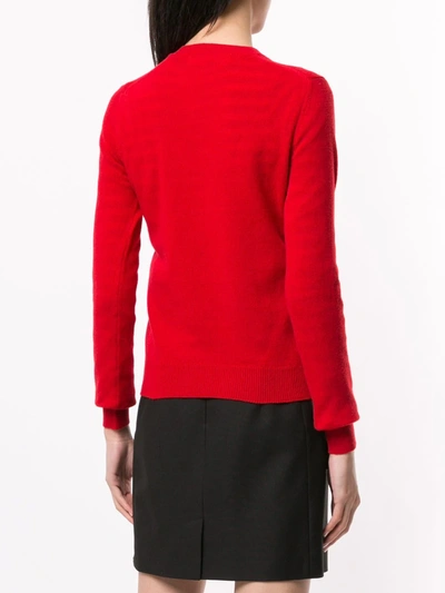 Shop Comme Des Garçons Play Logo Embroidered Buttoned Cardigan In Red