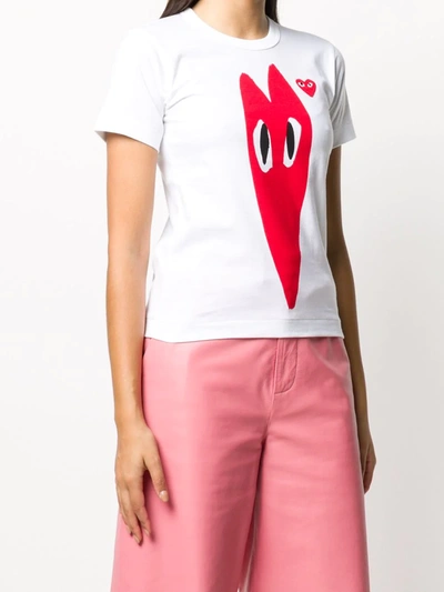 Shop Comme Des Garçons Play Logo Print T-shirt In White