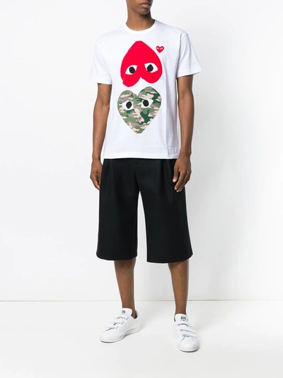 Shop Comme Des Garçons Play Hearts Print T-shirt In White