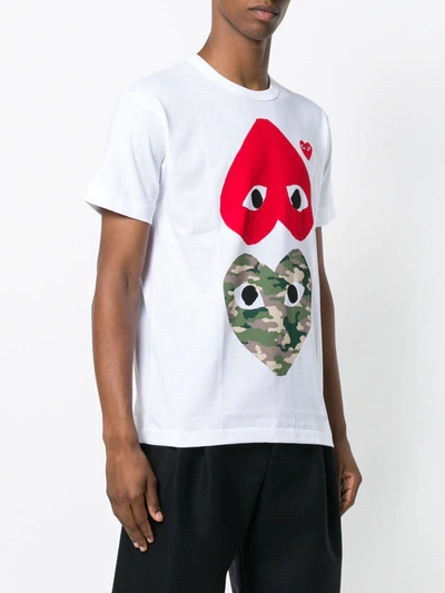 Shop Comme Des Garçons Play Hearts Print T-shirt In White