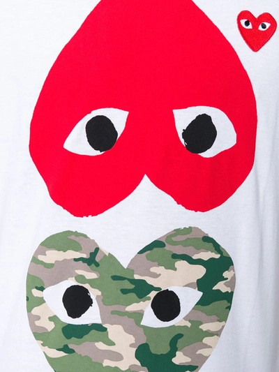 Shop Comme Des Garçons Play Hearts Print T-shirt In White