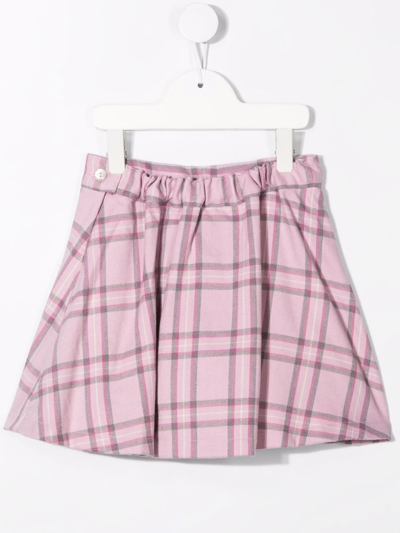 Siola Check-pattern Flared Skirt In 粉色