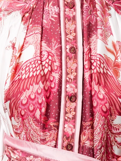 Shop Zimmermann Belted Phoenix Print Silk Dress In Pink