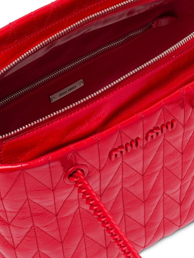 Shop Miu Miu Shiny Leather Tote Bag In Red
