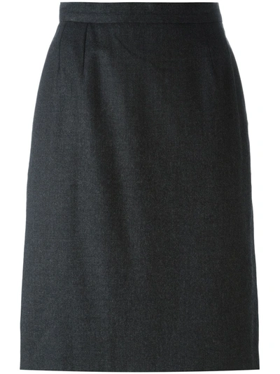 Pre-owned Saint Laurent Straight Midi Skirt In Grey