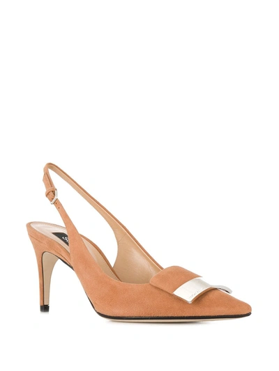 Shop Sergio Rossi Pointed Sling-back Pump In Neutrals