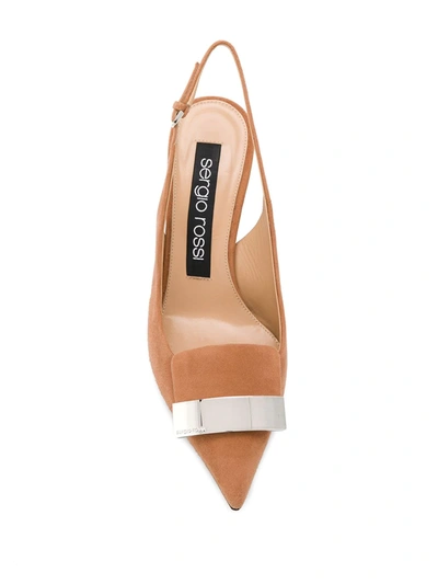 Shop Sergio Rossi Pointed Sling-back Pump In Neutrals