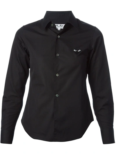 Shop Comme Des Garçons Play Embroidered Heart Shirt In Black