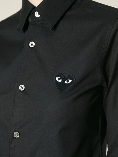 Shop Comme Des Garçons Play Embroidered Heart Shirt In Black