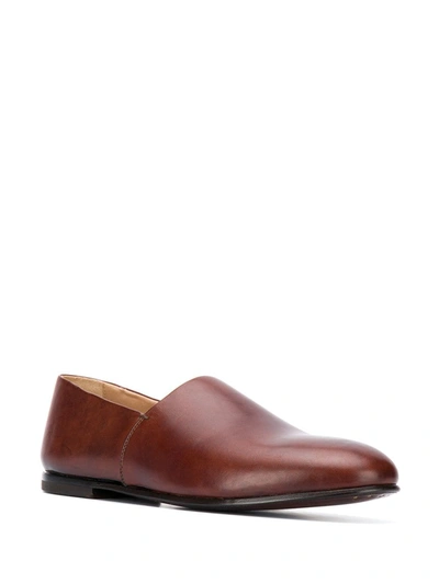 Shop Ajmone Polished Slip-on Loafers In Brown