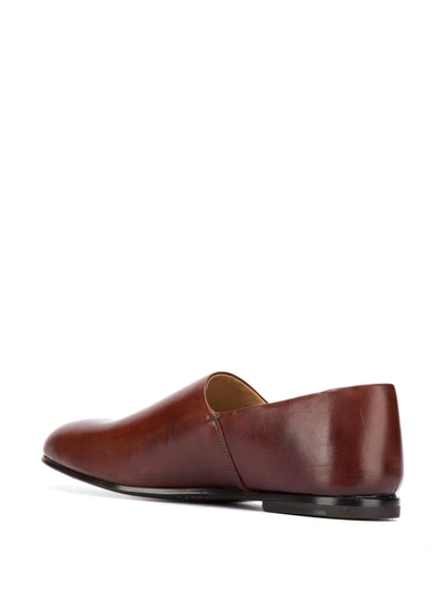 Shop Ajmone Polished Slip-on Loafers In Brown