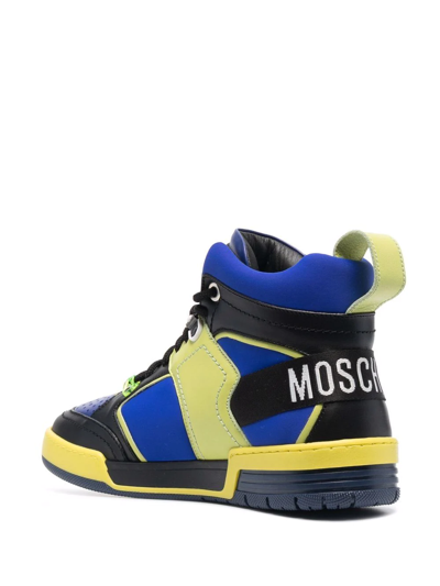 Shop Moschino High-top Lace-up Sneakers In Blau