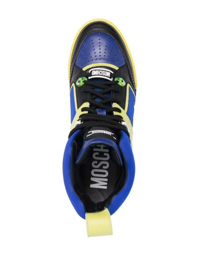 Shop Moschino High-top Lace-up Sneakers In Blau