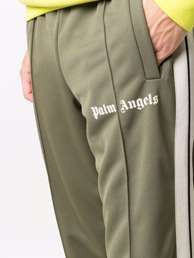Shop Palm Angels Side-stripe Track Pants In Green