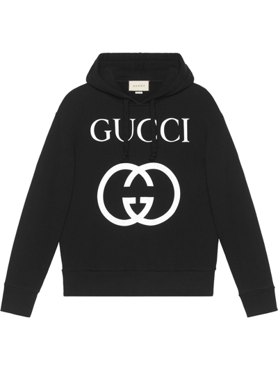 Shop Gucci Hooded Sweatshirt With Interlocking G In Black