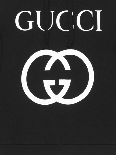 Shop Gucci Hooded Sweatshirt With Interlocking G In Black