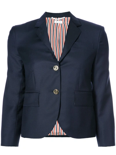 Shop Thom Browne Single Breasted Sport Coat In Blue Wool Twill