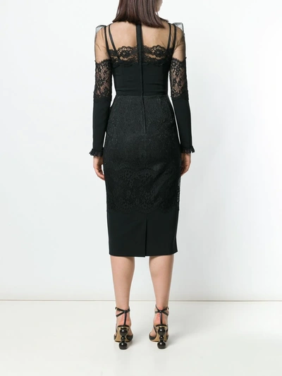 Shop Dolce & Gabbana Lace Midi Dress In Black