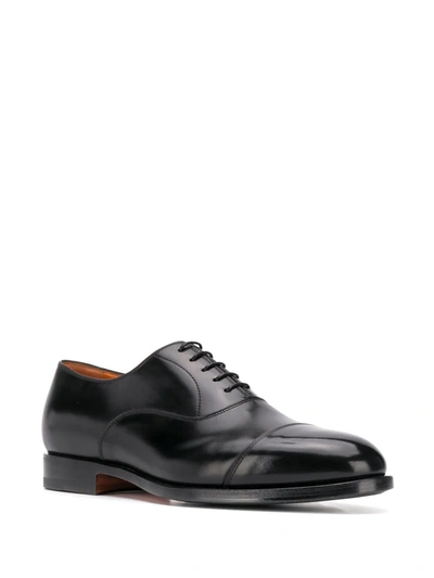 Shop Santoni Polished Lace-up Shoes In Black