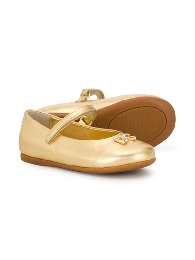 Shop Dolce & Gabbana Mary Jane Ballerina Shoes In Gold